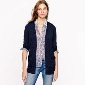 CLASSIC J Crew Black  MERINO WOOL LONG CARDIGAN SWEATER SZ SMALL